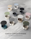 Round Side Table – Wood – Dove Grey and Slate Grey – Includes Fabric Basket