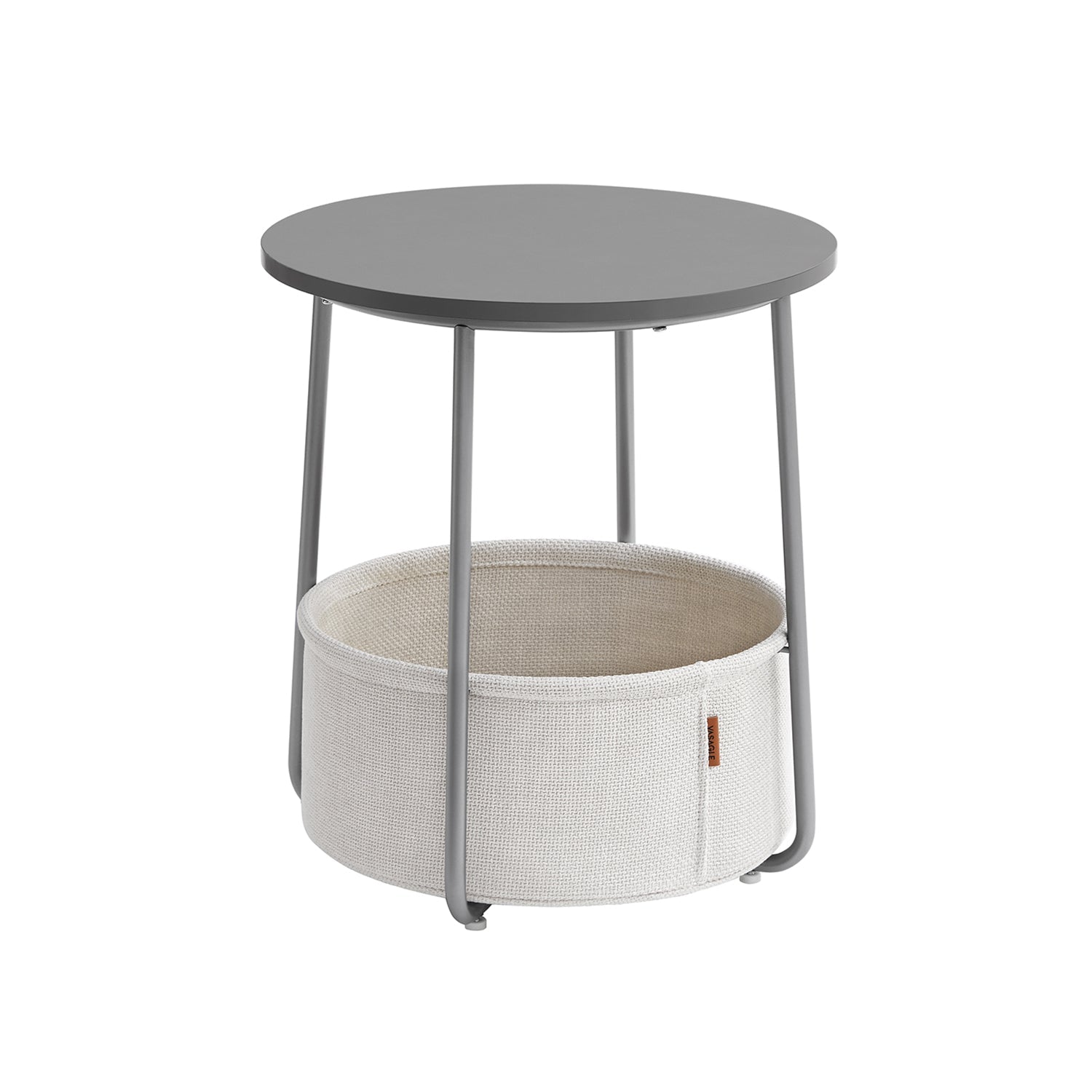 Round End Table – Wood and Fabric – Black with Wood Grain and Dark Turquoise – Spacious Design for Living Room and Bedroom