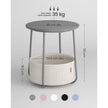 Round End Table – Wood and Fabric – Black with Wood Grain and Dark Turquoise – Spacious Design for Living Room and Bedroom