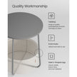 Round End Table – Wood and Fabric – Black with Wood Grain and Dark Turquoise – Spacious Design for Living Room and Bedroom