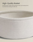 Round Side Table – Wood and Fabric – Cream White – Spacious Design with Basket