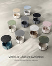 Round Side Table – Wood and Fabric – Cream White – Spacious Design with Basket