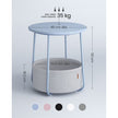 Round End Table – Wood and Fabric – Black with Wood Grain and Dark Turquoise – Spacious Design for Living Room and Bedroom