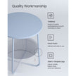 Round End Table – Wood and Fabric – Black with Wood Grain and Dark Turquoise – Spacious Design for Living Room and Bedroom