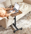 Industrial Laptop Table – Wood and Metal – Rustic Brown and Black – Adjustable Height with Tilting Top