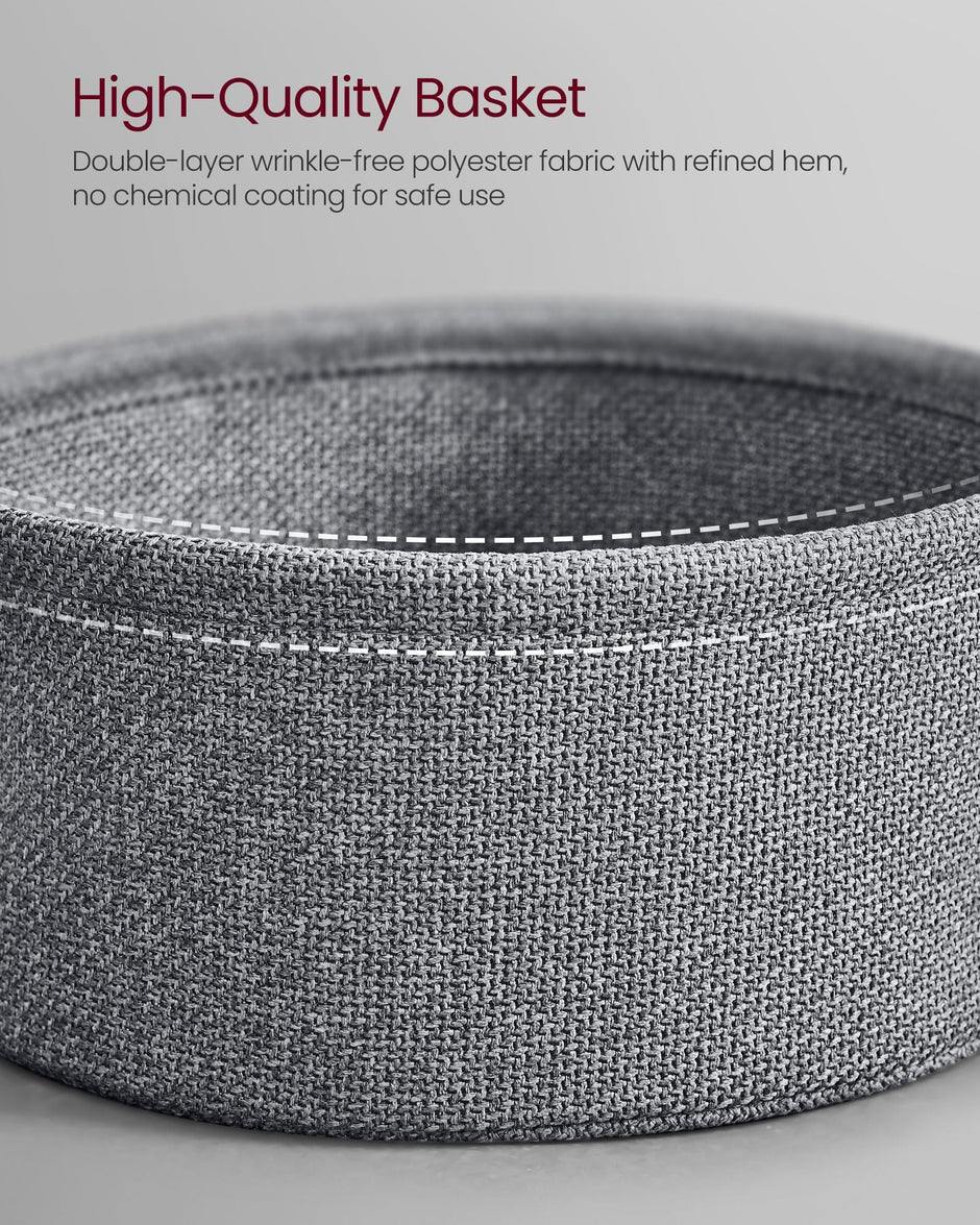 Round Side Table – Wood and Fabric – Ebony Black and Slate Grey – With Charging Station and USB Ports