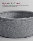 Round Side Table – Wood and Fabric – Ebony Black and Slate Grey – With Charging Station and USB Ports