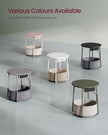 Round Side Table – Wood and Fabric – Forest Green and Cream White – With Charging Station and USB Ports