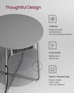 Round Side Table – Wood – Grey – With Fabric Basket and Charging Station