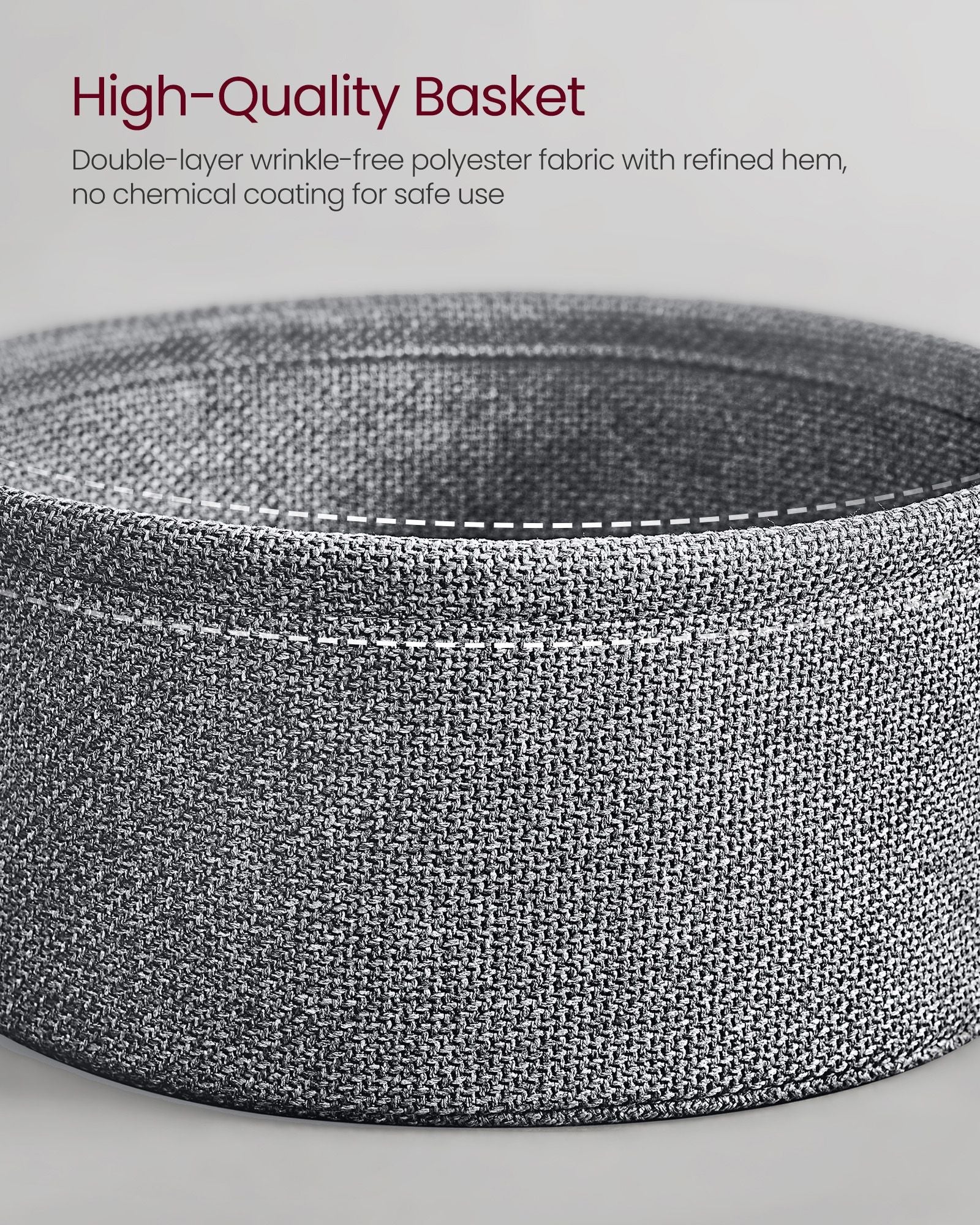 Round Side Table – Fabric and Wood – Dove Grey and Slate Grey – With Charging Station and USB Ports