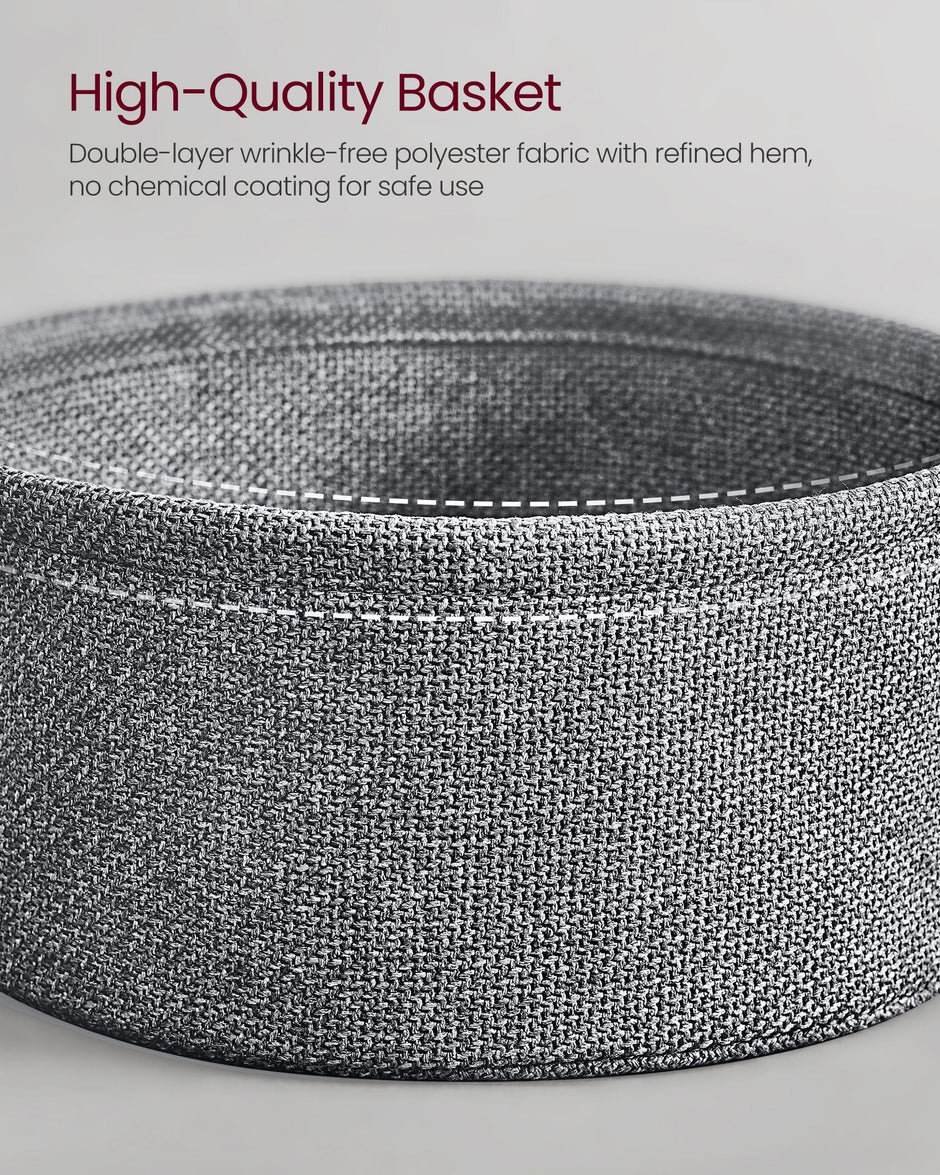 Round Side Table – Fabric and Wood – Dove Grey and Slate Grey – With Charging Station and USB Ports