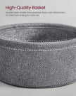 Round Side Table – Wood – Grey – With Fabric Basket and Charging Station