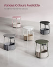 Round Side Table – Fabric – Jelly Pink and Cream White – With Charging Station and USB Ports