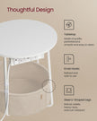 Side Table – Matte White and Camel Brown – Round with Power Outlets and USB Ports