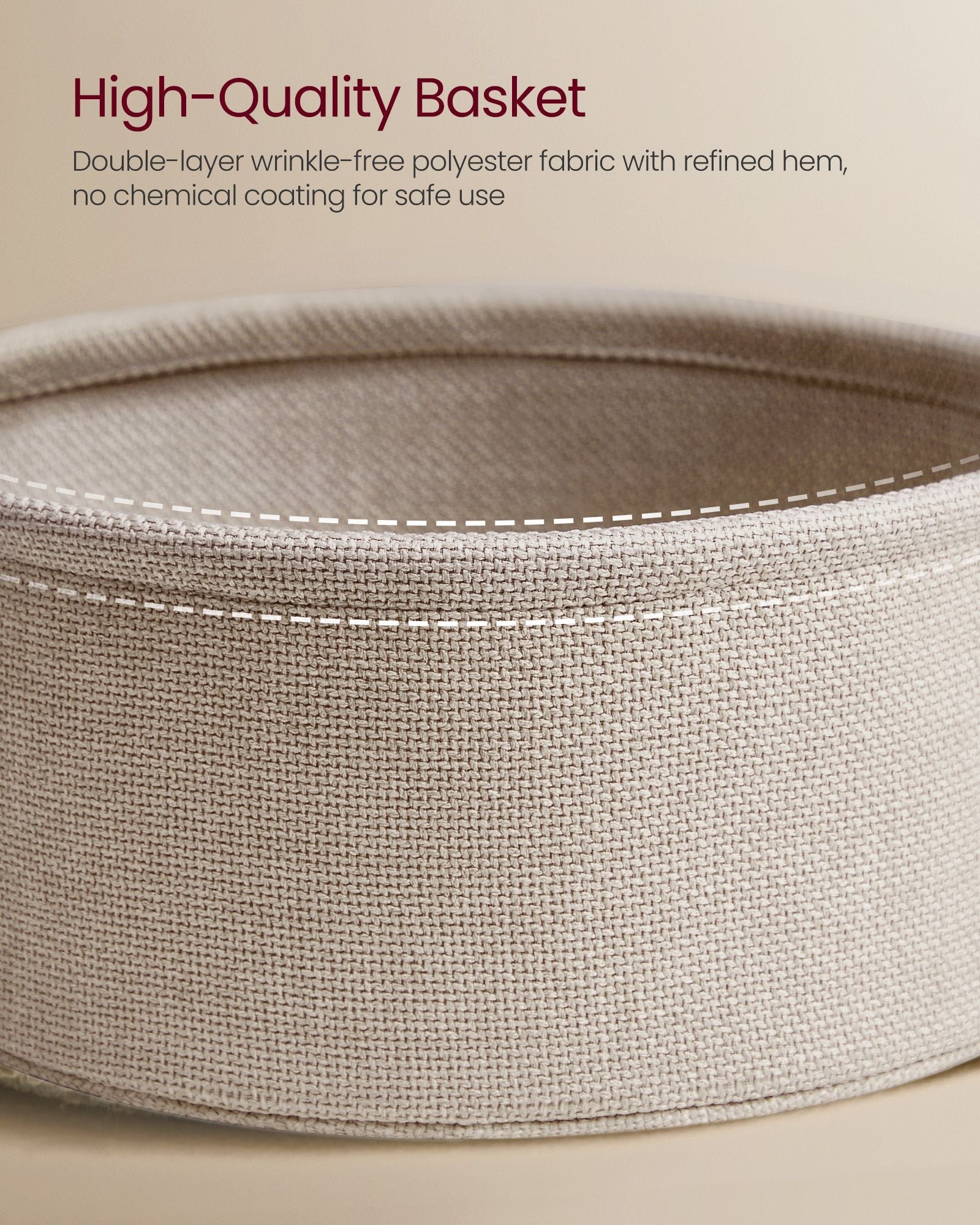 Round Side Table – Wood and Fabric – White – Includes Power Outlets and USB Ports