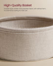 Round Side Table – Wood and Fabric – White – Includes Power Outlets and USB Ports