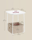 Square Side Table – Matte Finish – White and Camel Brown – With Fabric Basket