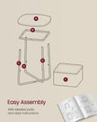 Square Side Table – Matte Finish – White and Camel Brown – With Fabric Basket