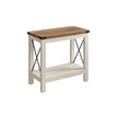 2-Tier Side Table – Wood – Rustic White and Honey Brown – Bottom Shelf for Small Spaces