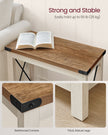 2-Tier Side Table – Wood – Rustic White and Honey Brown – Bottom Shelf for Small Spaces
