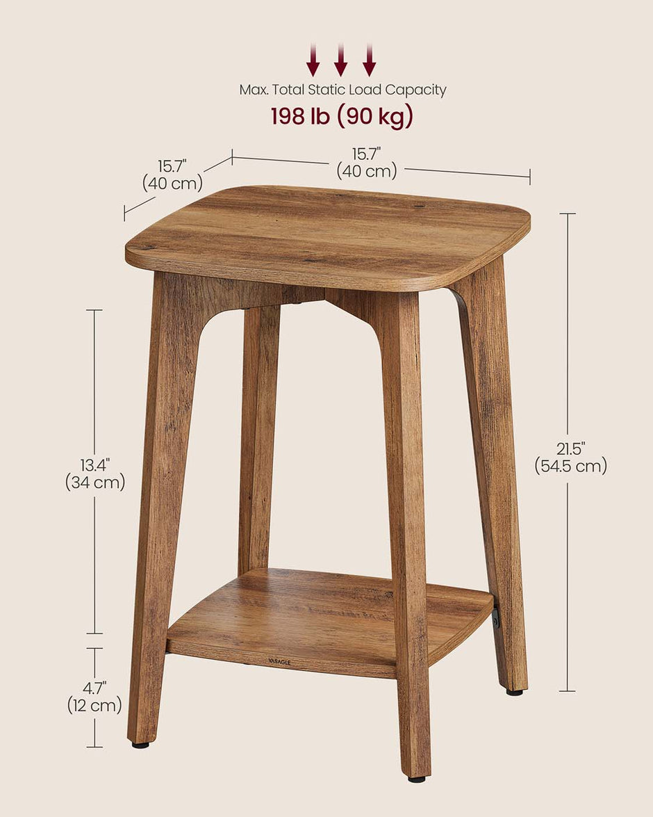 Side Table – Wood – Cloud White – Small Square Design with Lower Shelf