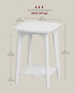 Side Table – Wood – Cloud White – Small Square Design with Lower Shelf
