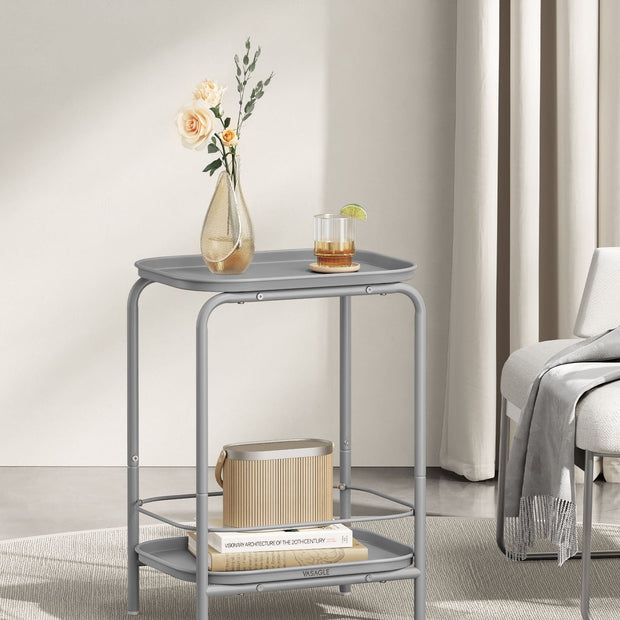 2-Tier Metal Side Table – Metal – Dove Grey – Tray Surface for Versatile Use