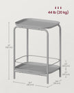 2-Tier Metal Side Table – Metal – Dove Grey – Tray Surface for Versatile Use