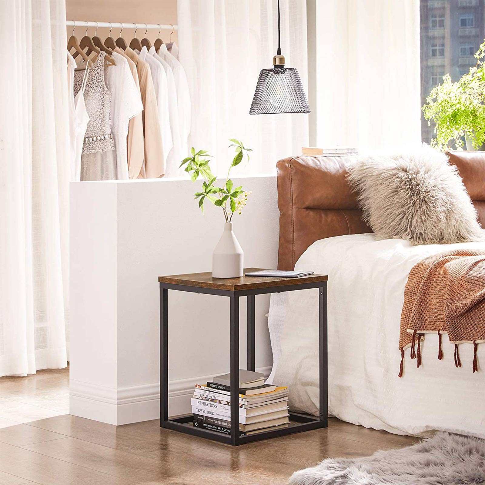 Side Table – Steel – Rustic Brown and Black – Industrial Design