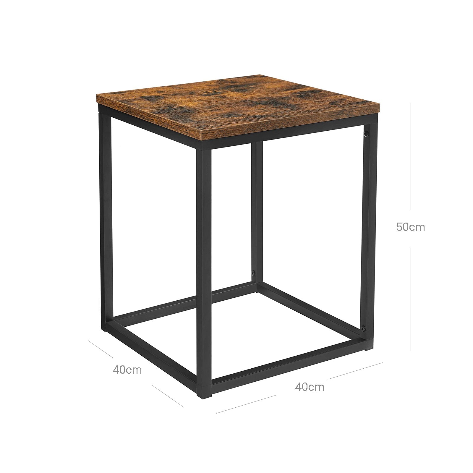 Side Table – Steel – Rustic Brown and Black – Industrial Design