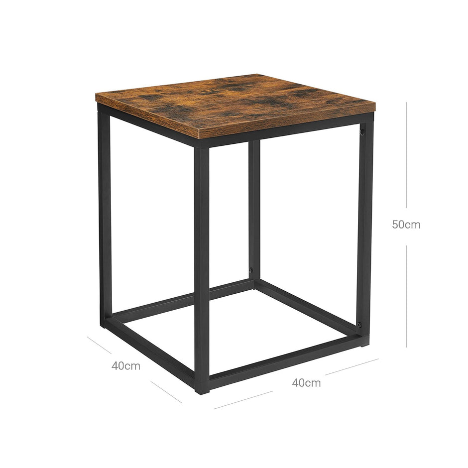 Side Table – Steel – Rustic Brown and Black – Industrial Design