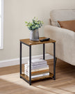 Industrial Side Table – Steel Frame – Rustic Brown/Black – Multi-Use with Storage Shelf