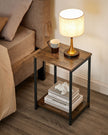 Industrial Side Table – Steel Frame – Rustic Brown/Black – Multi-Use with Storage Shelf