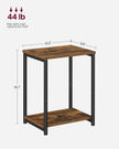 Industrial Side Table – Steel Frame – Rustic Brown/Black – Multi-Use with Storage Shelf