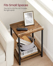 Industrial Side Table – Steel Frame – Rustic Brown/Black – Multi-Use with Storage Shelf