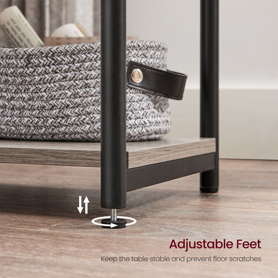 2-Tier End Table – Steel – Industrial Gray – With Storage Shelf
