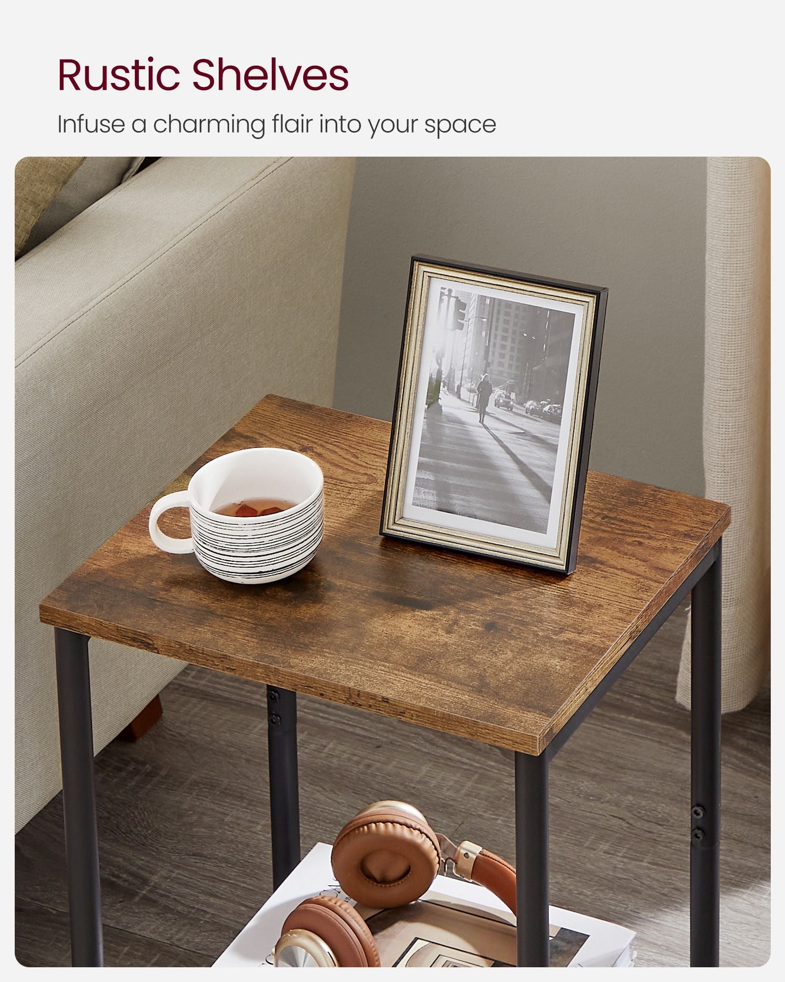2-Tier End Table – Steel – Industrial Style – Set of 2