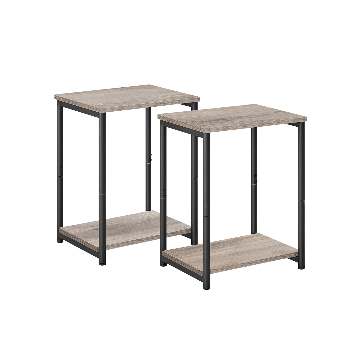 2-Tier End Table – Steel Frame – Industrial Style – Set of 2