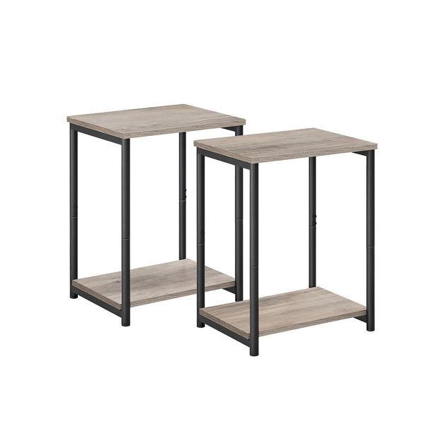 2-Tier End Table – Steel Frame – Industrial Style – Set of 2