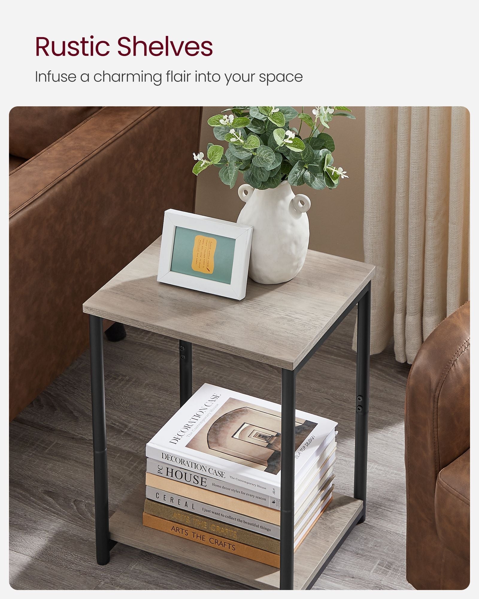 2-Tier End Table – Steel Frame – Industrial Style – Set of 2
