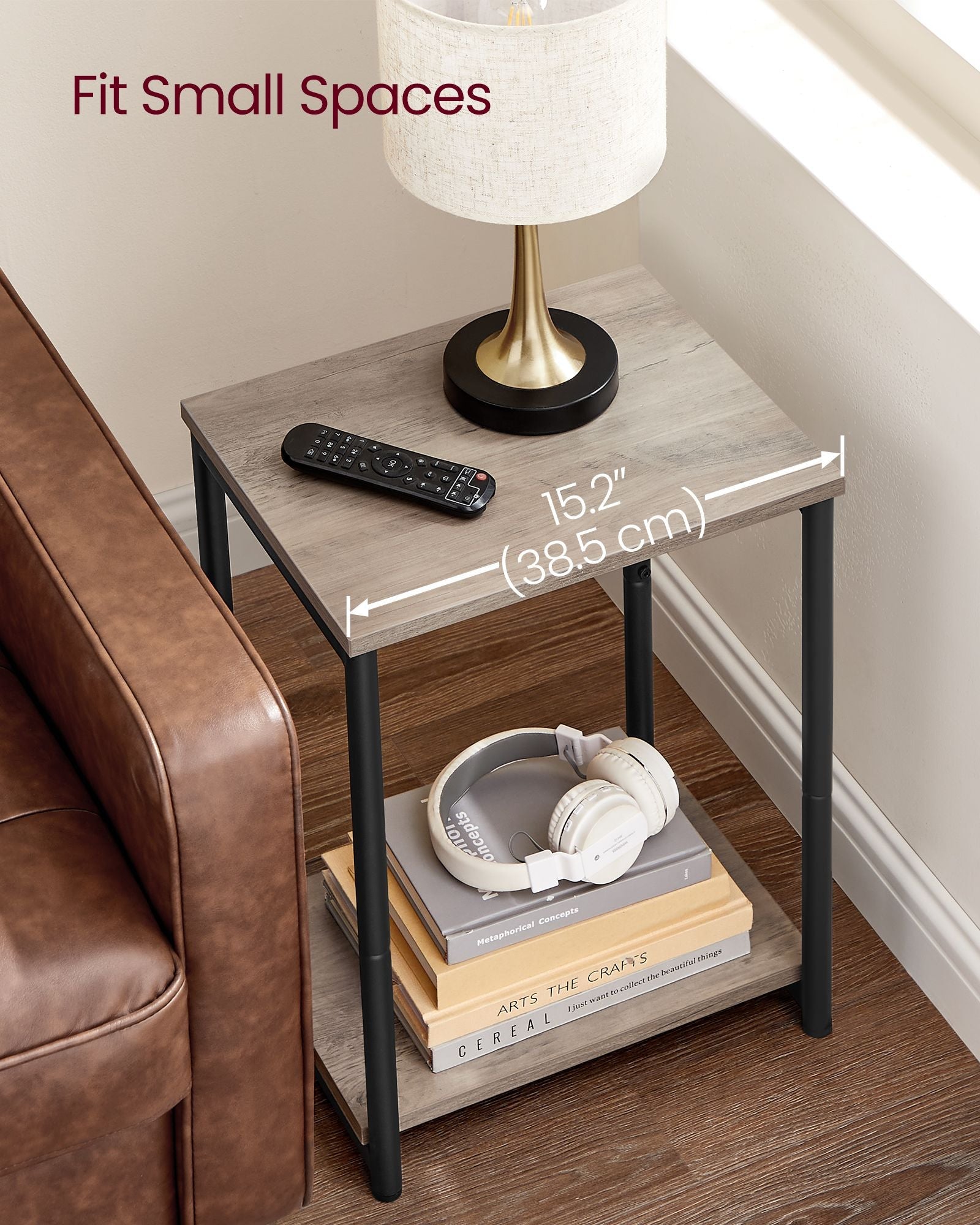 2-Tier End Table – Steel Frame – Industrial Style – Set of 2