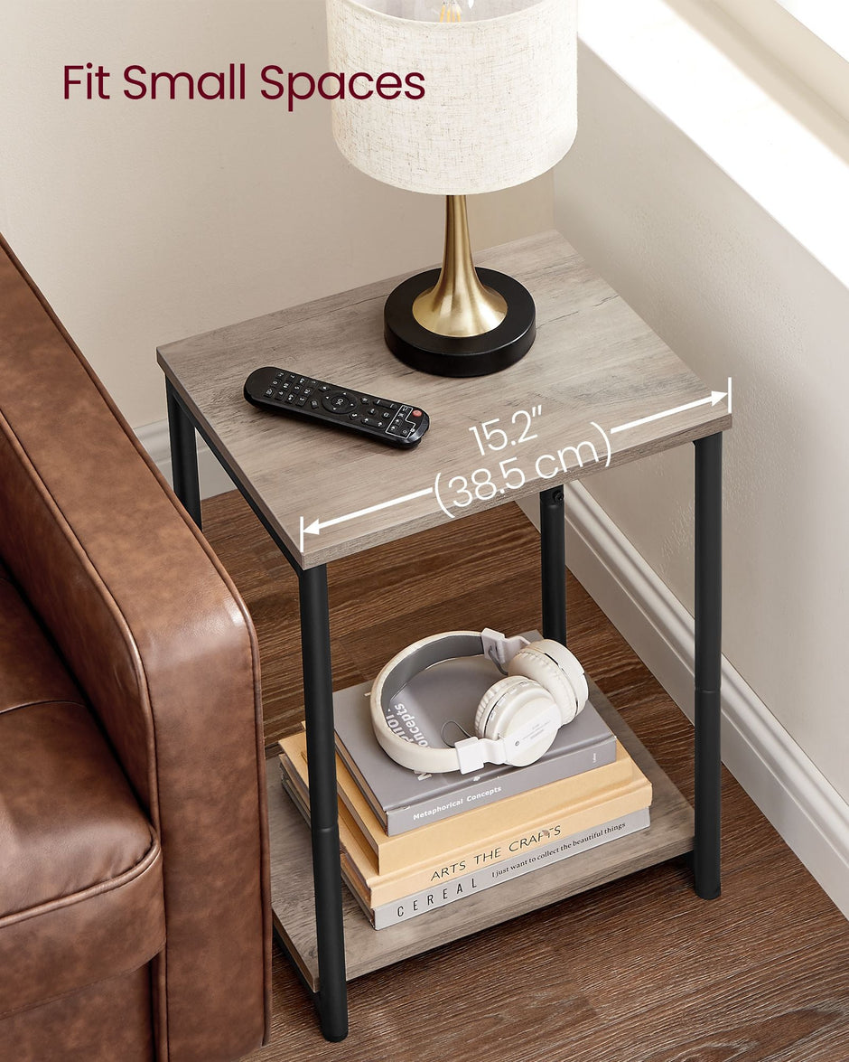 2-Tier End Table – Steel Frame – Industrial Style – Set of 2
