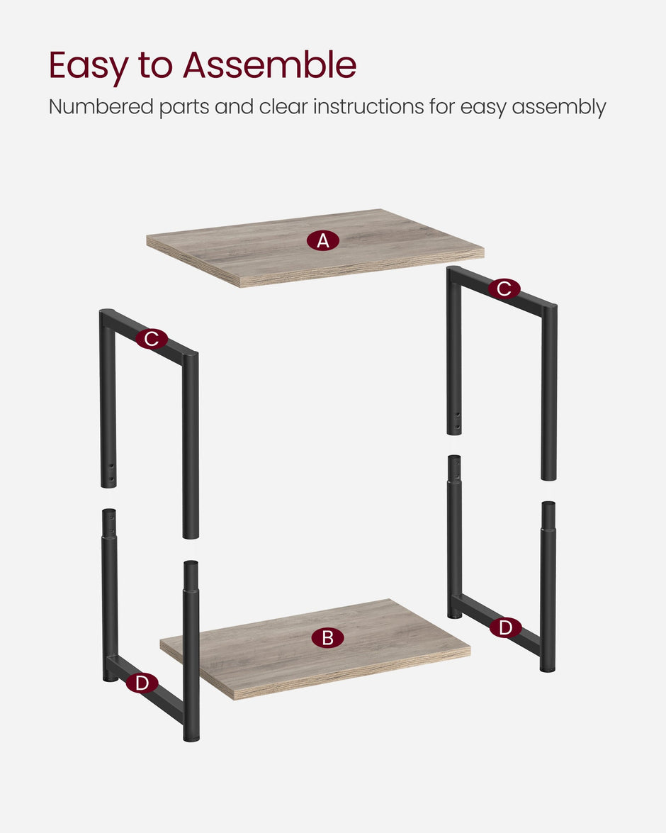 2-Tier End Table – Steel Frame – Industrial Style – Set of 2