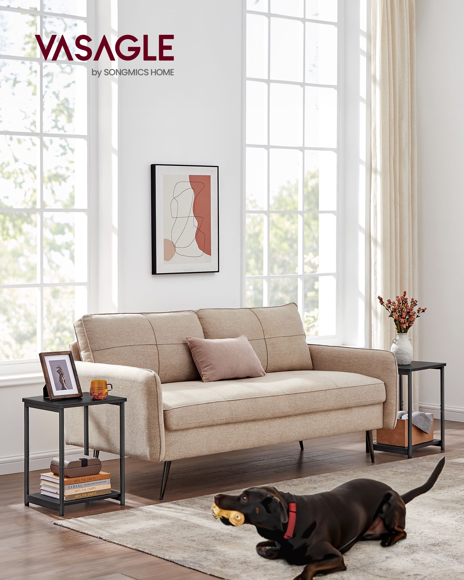 End Table – Steel – Classic Black – 2-Tier with Storage Shelf