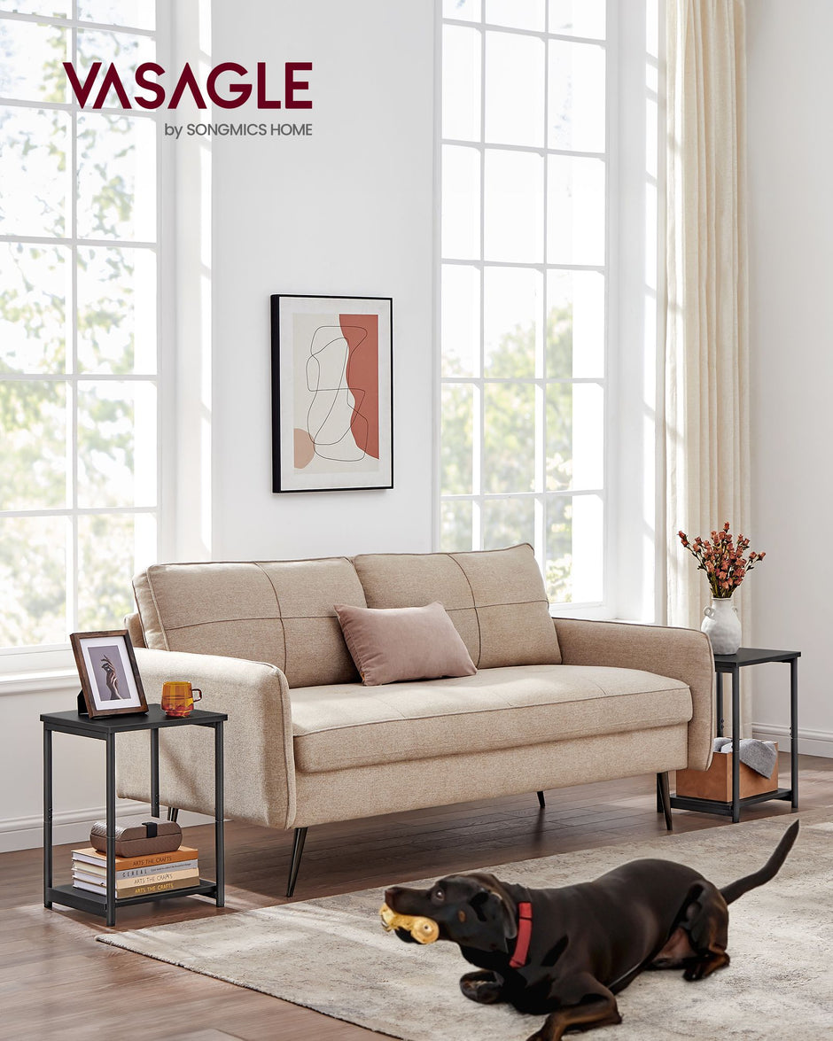 End Table – Steel – Classic Black – 2-Tier with Storage Shelf