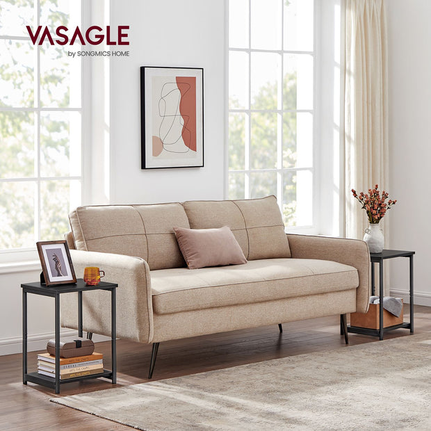 2-Tier End Table – Steel Frame – Industrial Style – Set of 2