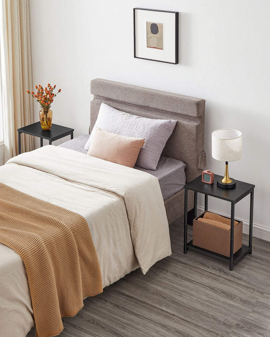 End Table – Steel – Classic Black – 2-Tier with Storage Shelf