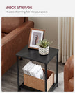 End Table – Steel – Classic Black – 2-Tier with Storage Shelf