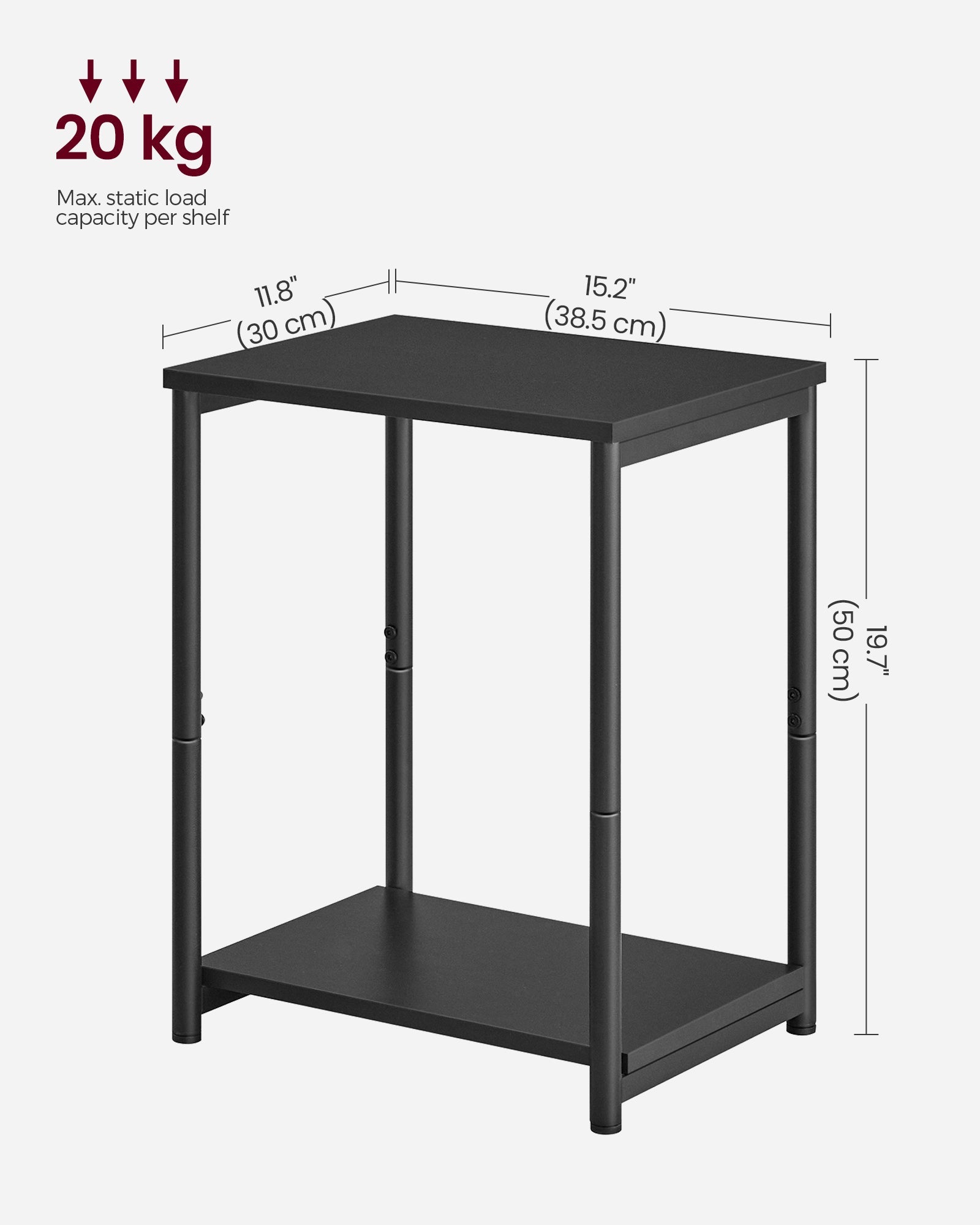 2-Tier End Table – Steel Frame – Industrial Style – Set of 2