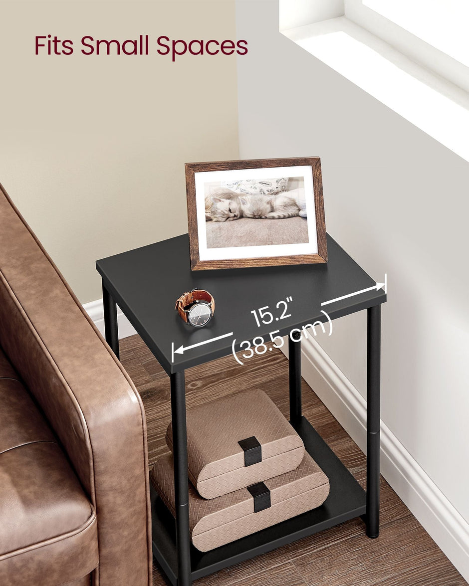 2-Tier End Table – Steel Frame – Industrial Style – Set of 2